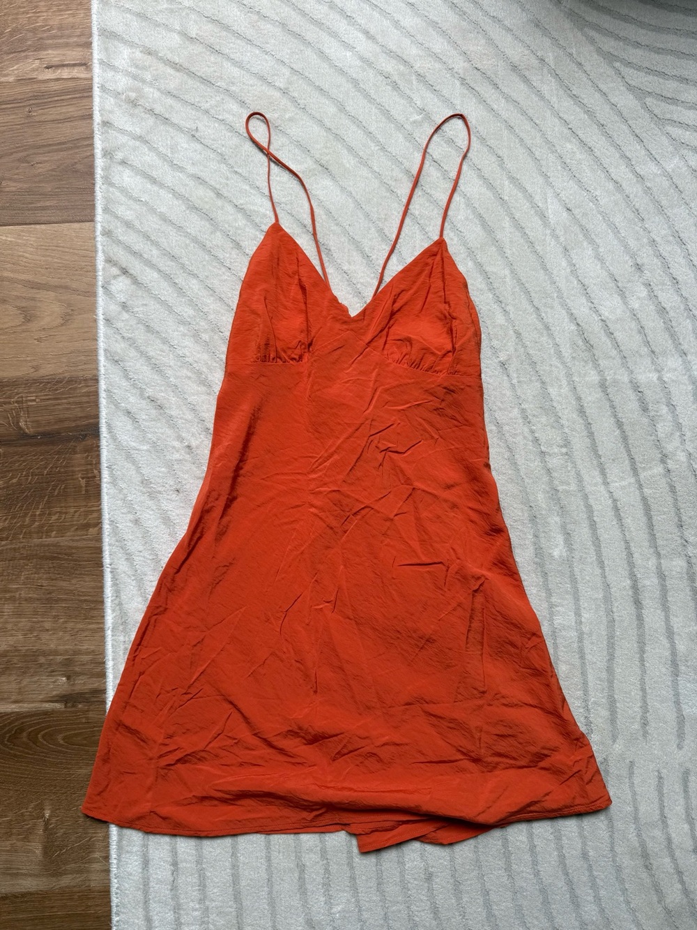 Madewell rust orange slip dress with spaghetti straps